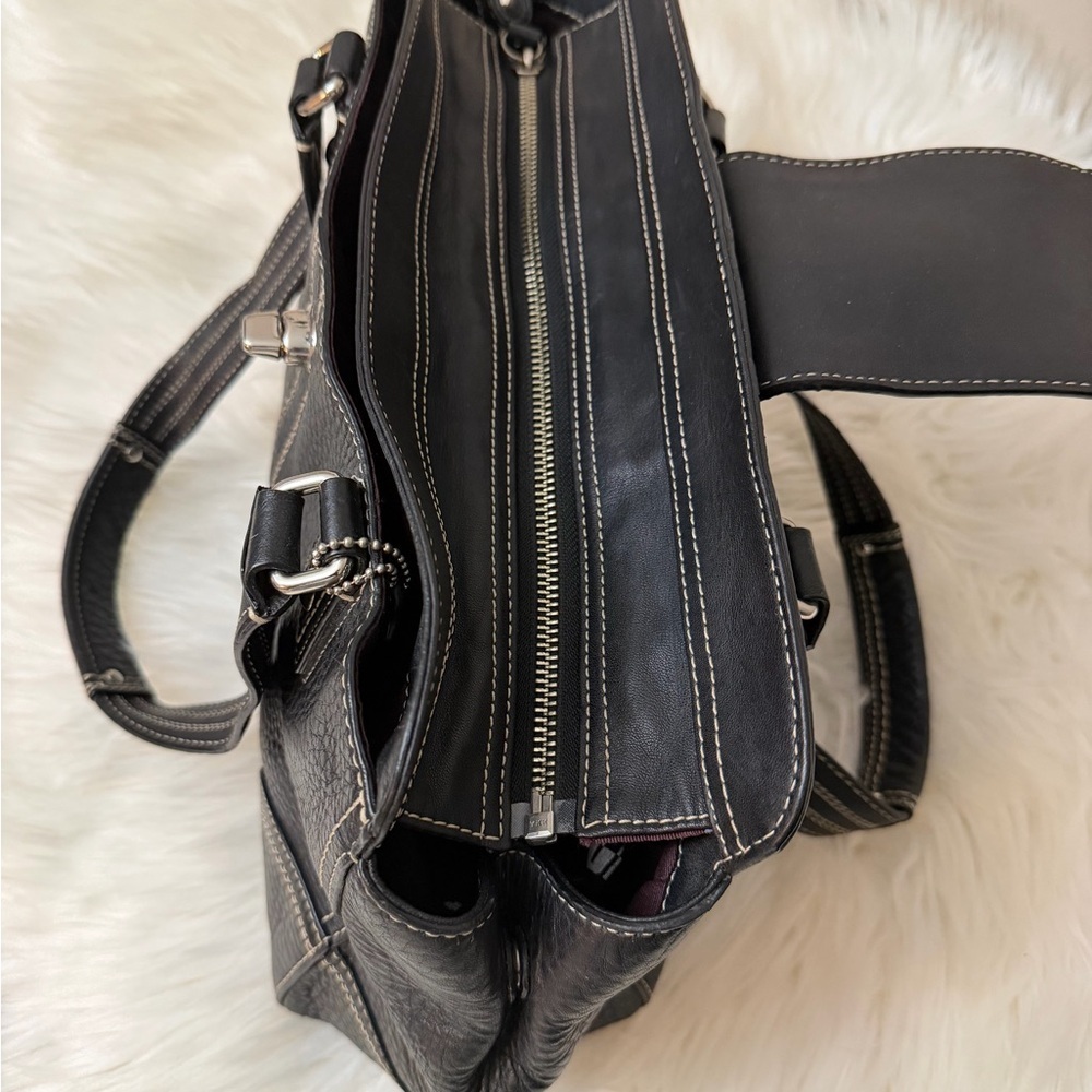 Coach Hampton F13961 Pebbled Leather Satchel Handbag Black - Picture 11 of 14